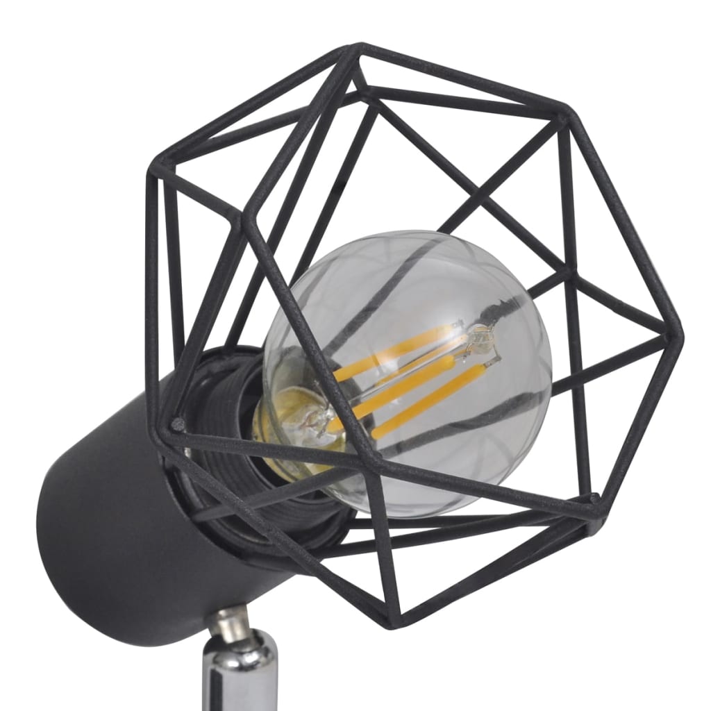 Lámpara LED de techo, estilo industrial, seis focos negro
