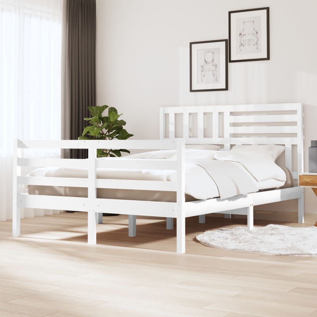 vidaXL Estructura de cama de madera maciza blanca 140x200 cm
