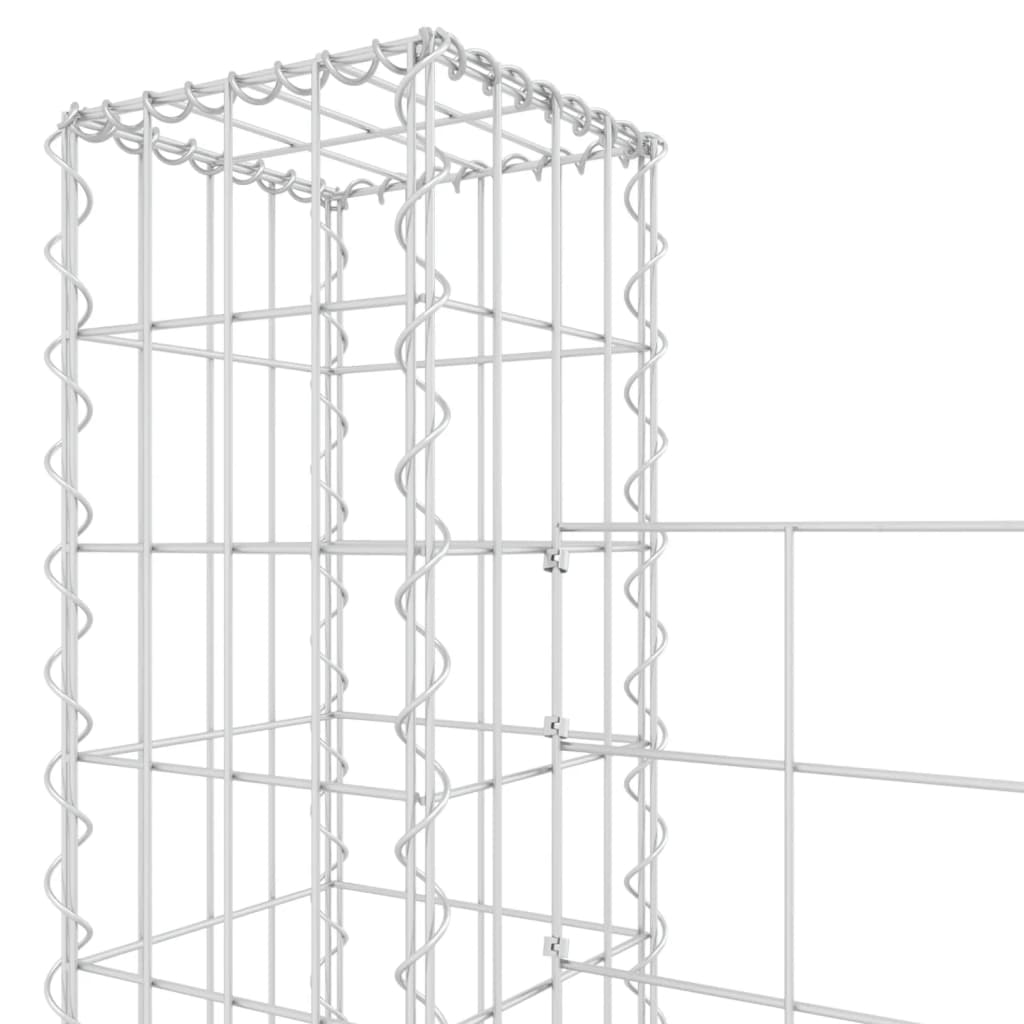 vidaXL Cesta de gaviones forma de U 5 postes de hierro 500x20x200 cm