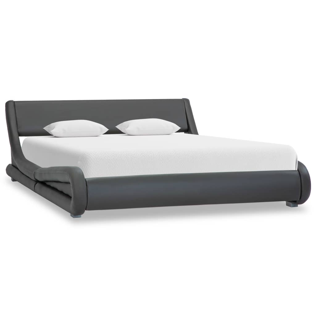 vidaXL Estructura de cama de cuero sintético gris 140x200 cm