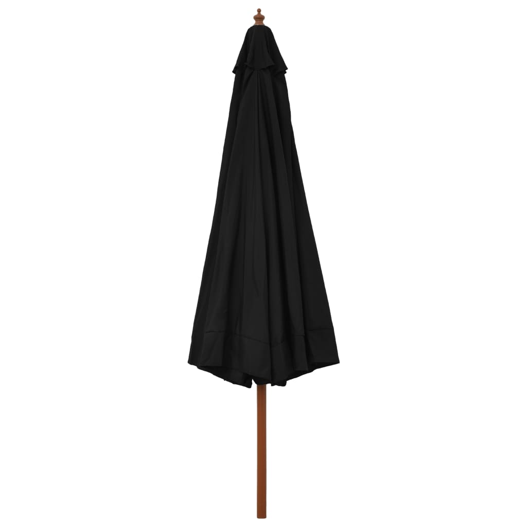 vidaXL Sombrilla de jardín con palo de madera negro 330 cm