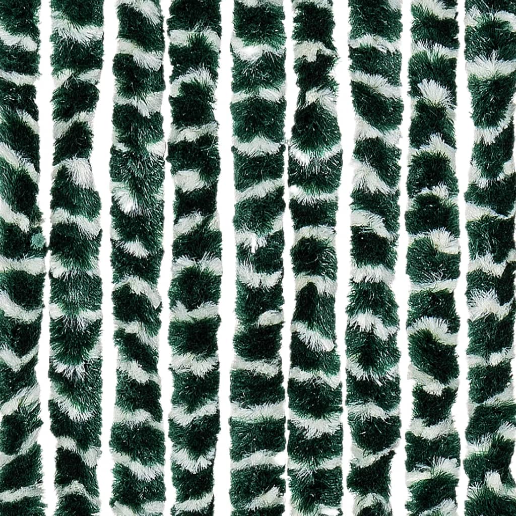 vidaXL Cortina mosquitera chenilla verde y blanco 90x220 cm