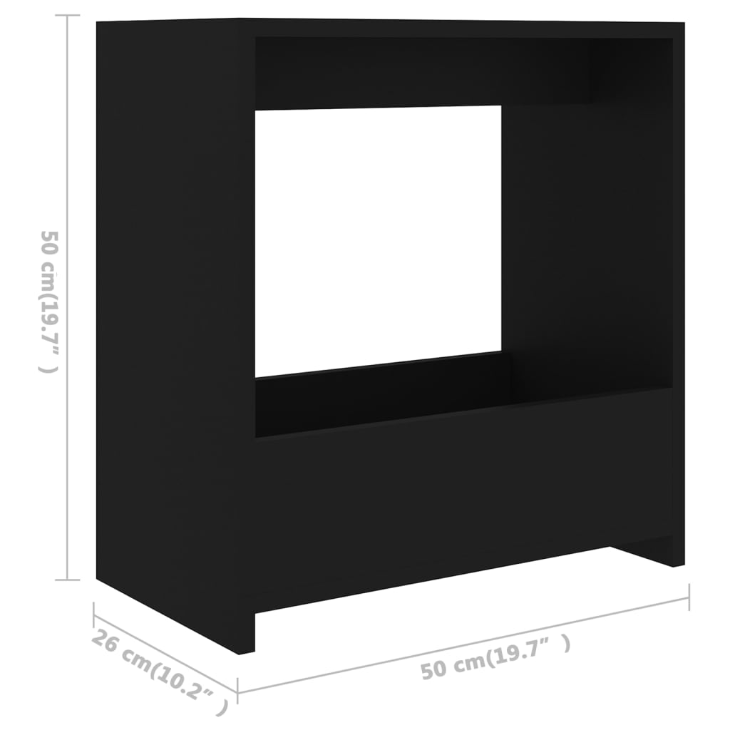 vidaXL Mesa auxiliar de aglomerado negro 50x26x50 cm