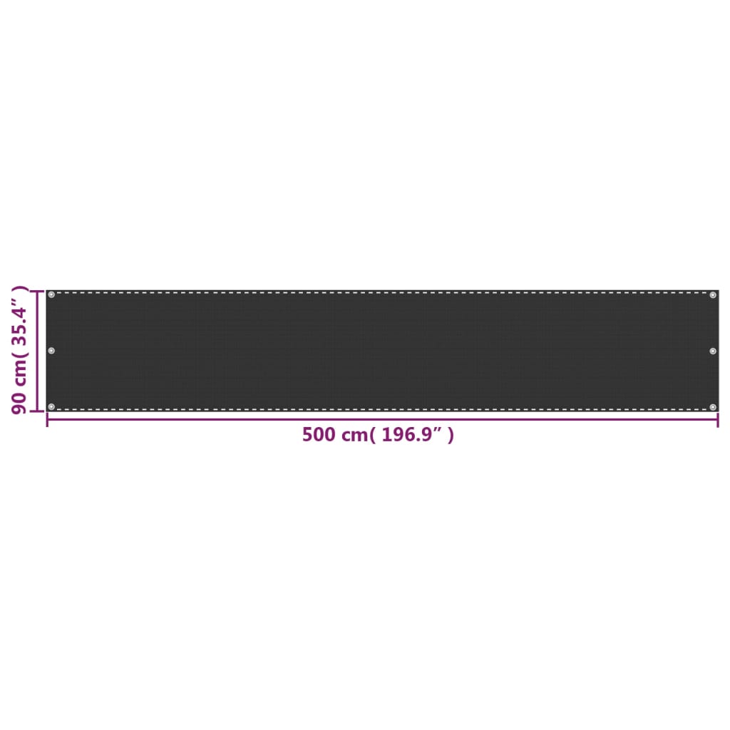 vidaXL Toldo para balcón HDPE gris antracita 90x500 cm