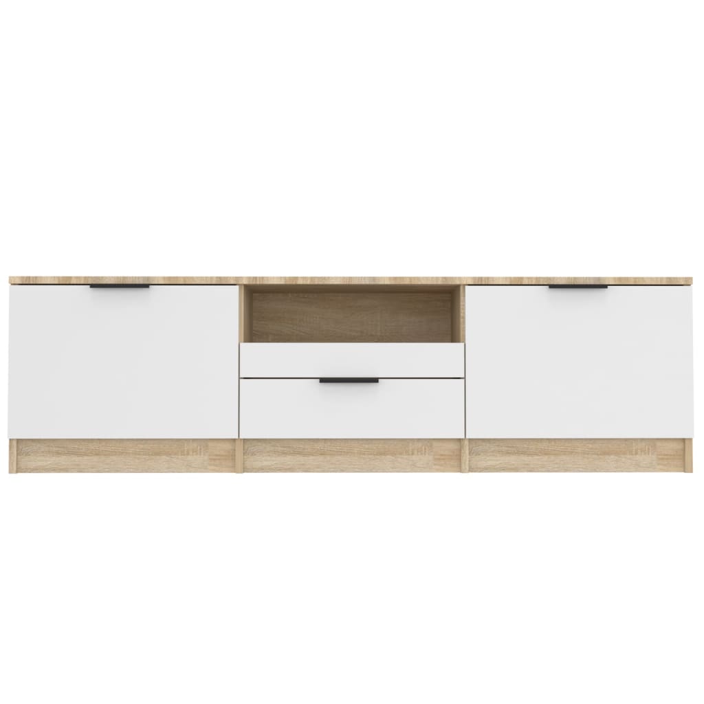 vidaXL Mueble de TV madera contrachapada blanco y roble 140x35x40 cm