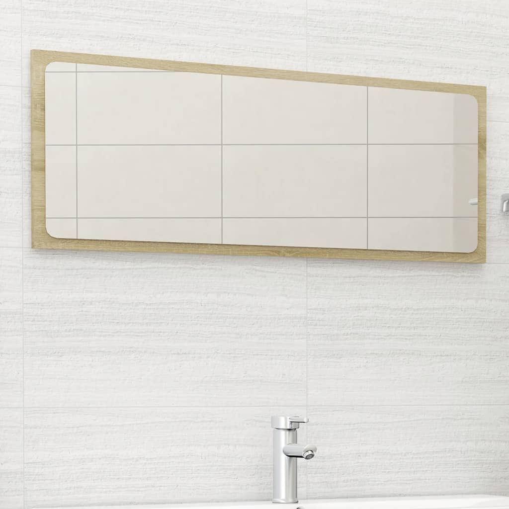 vidaXL Espejo de baño madera contrachapada color roble 100x1,5x37 cm