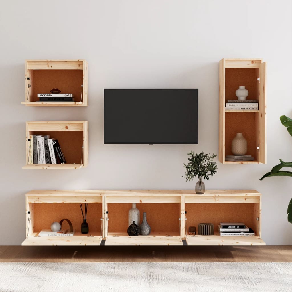 vidaXL Muebles para TV 6 piezas madera maciza de pino