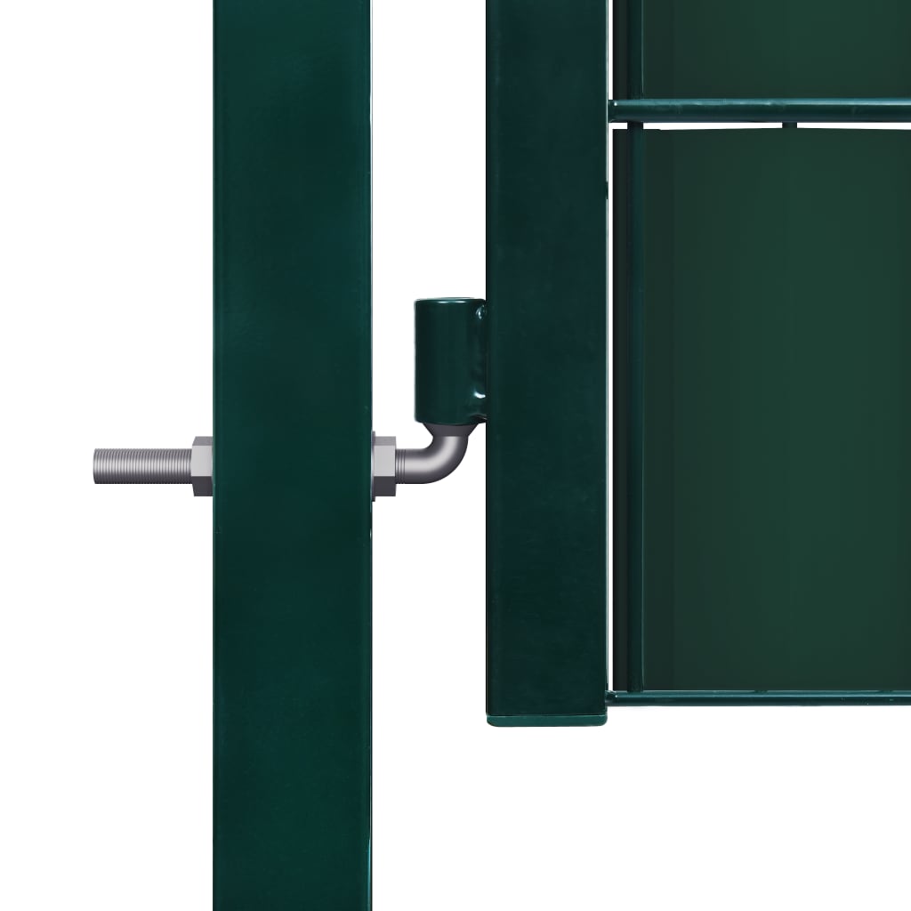 vidaXL Puerta de valla de PVC y acero verde 100x124 cm