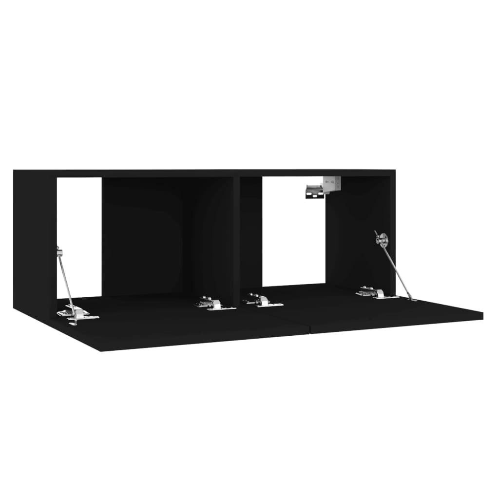 vidaXL Set de muebles de salón TV 3 piezas madera ingeniería negro