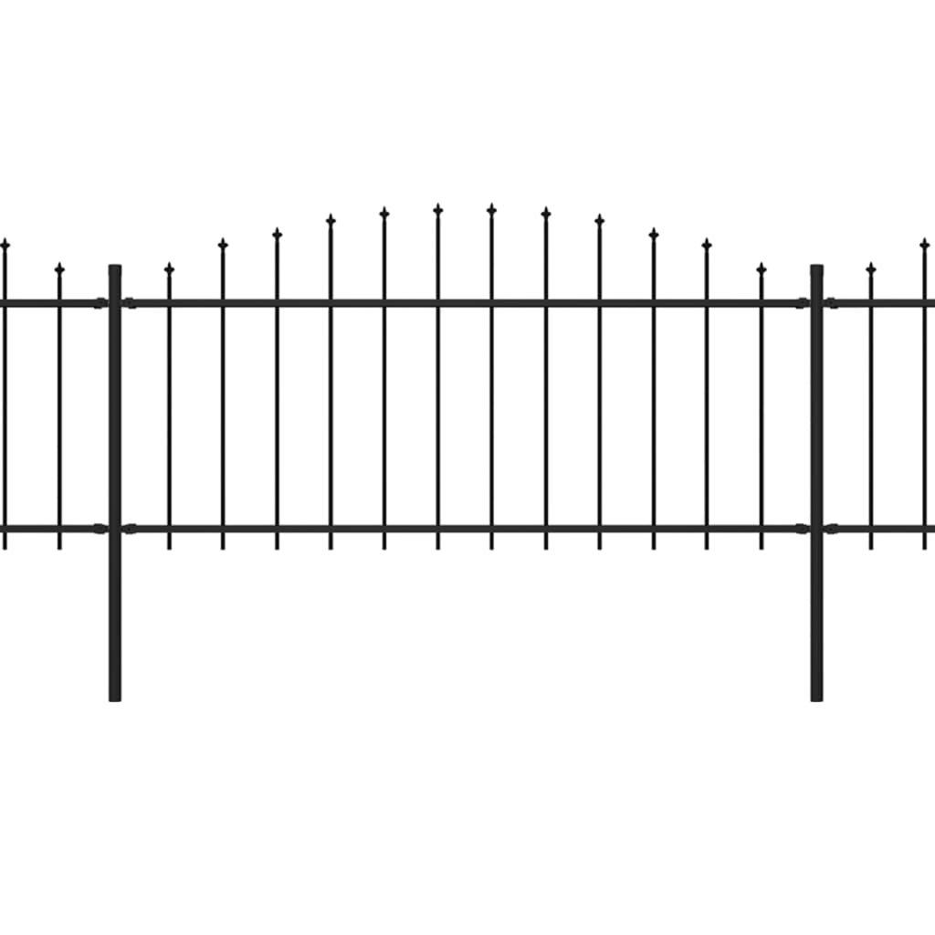 vidaXL Valla de jardín con puntas de lanza acero negro (0,5-0,75)x6,8m
