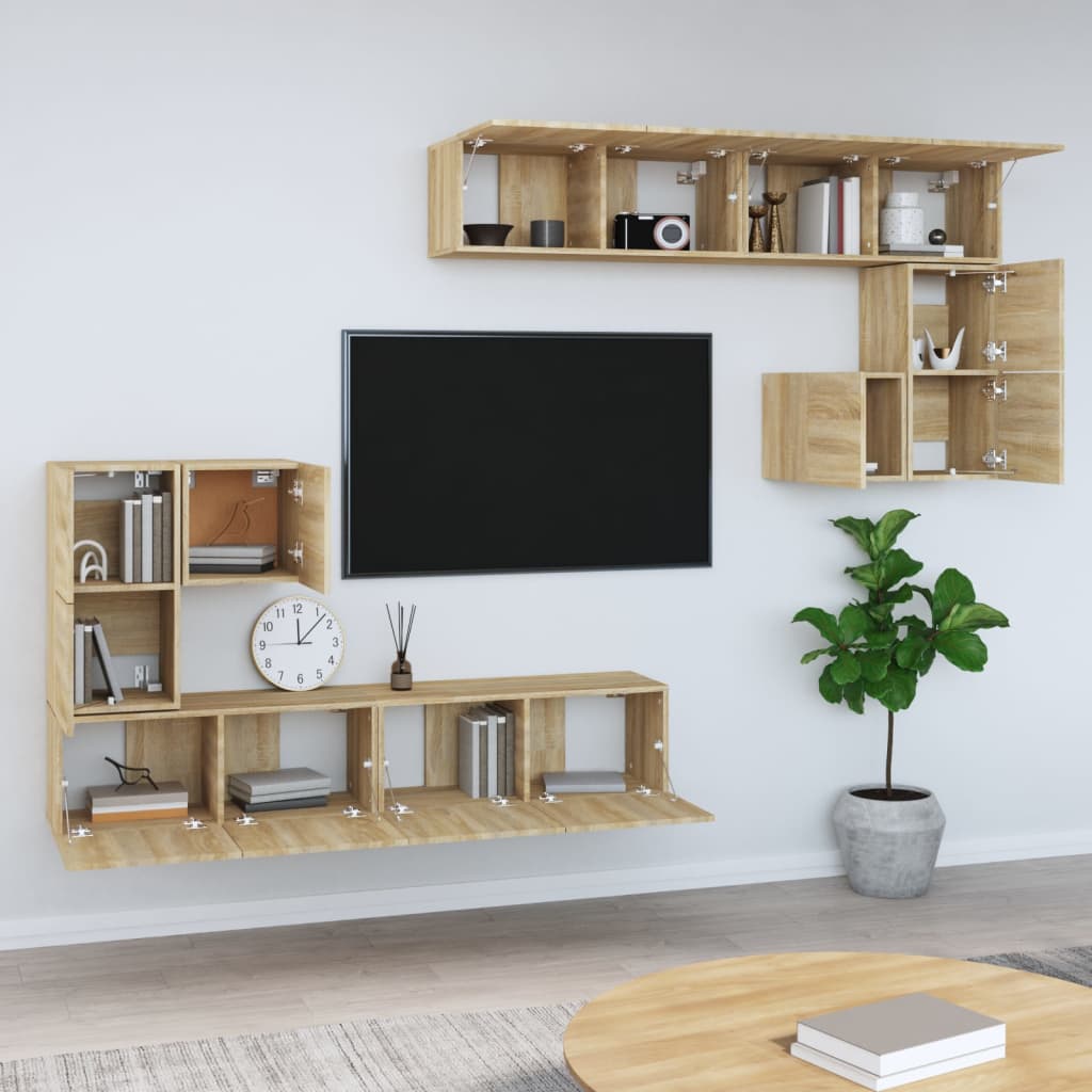 vidaXL Mueble de pared para TV madera contrachapada color roble sonoma