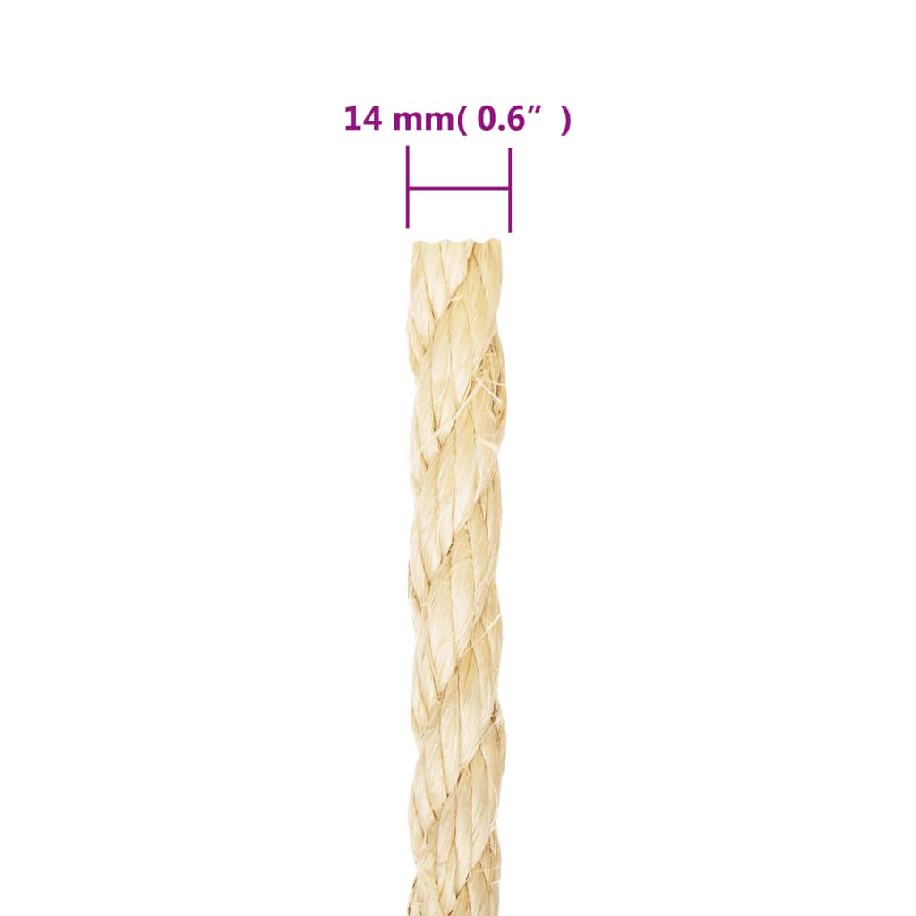 vidaXL Cuerda 100% sisal 14 mm 25 m