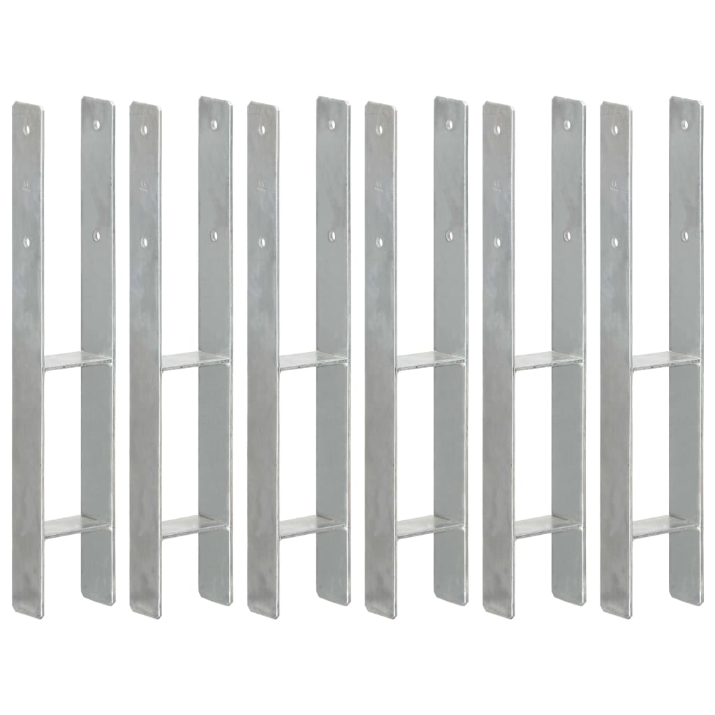 vidaXL Anclajes de valla 6 uds acero galvanizado plateado 9x6x60 cm