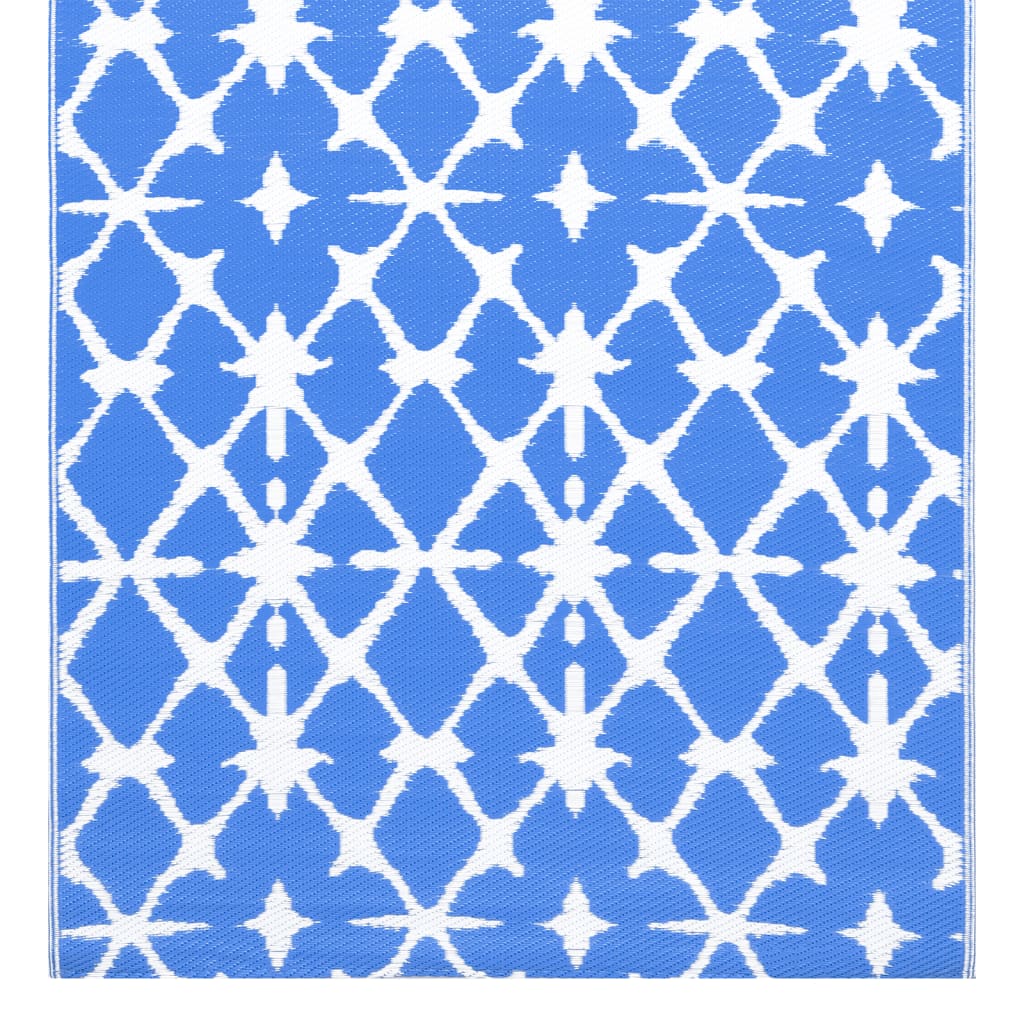 vidaXL Alfombra de exterior PP azul y blanco 120x180 cm
