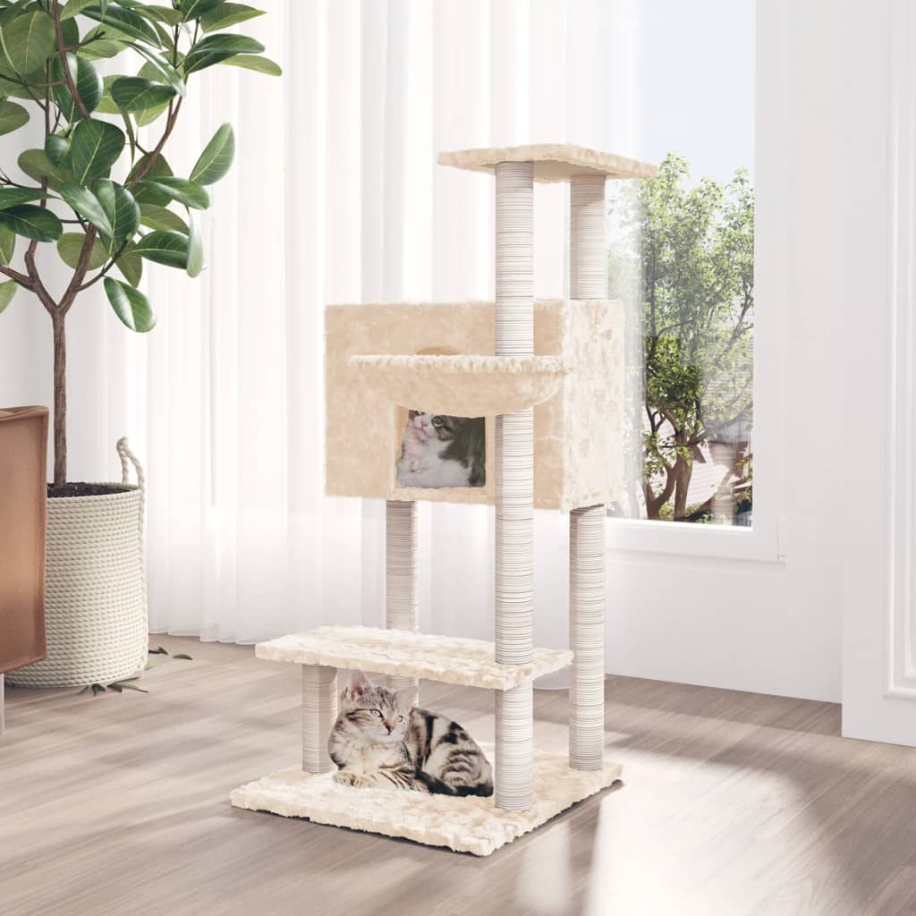 vidaXL Rascador para gatos con postes de sisal crema 108,5 cm
