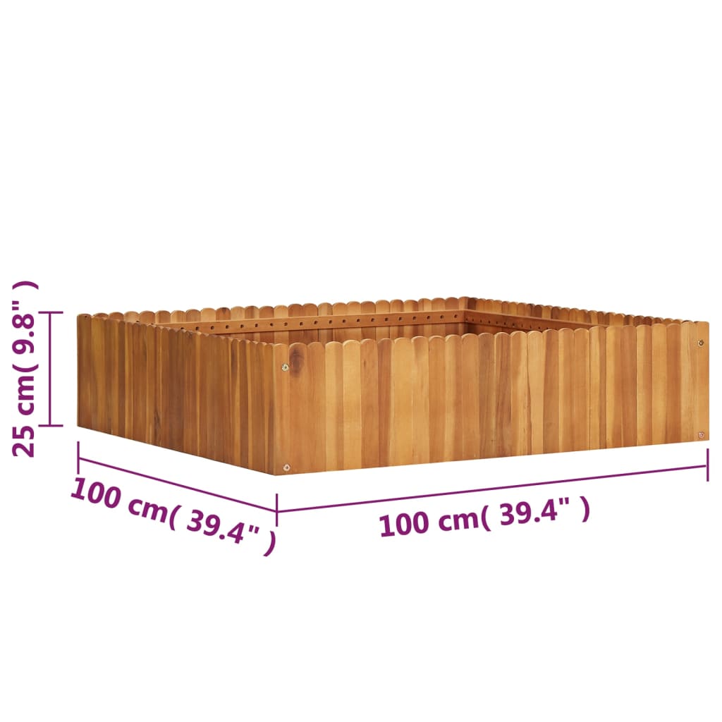 vidaXL Arriate de madera maciza de acacia 100x100x25 cm