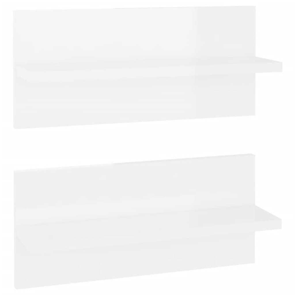 vidaXL Estantes de pared 2 unidades blanco brillo 40x11,5x18 cm