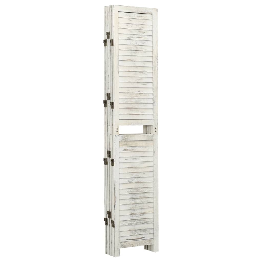 vidaXL Biombo de 6 paneles madera maciza blanco envejecido 215x166 cm