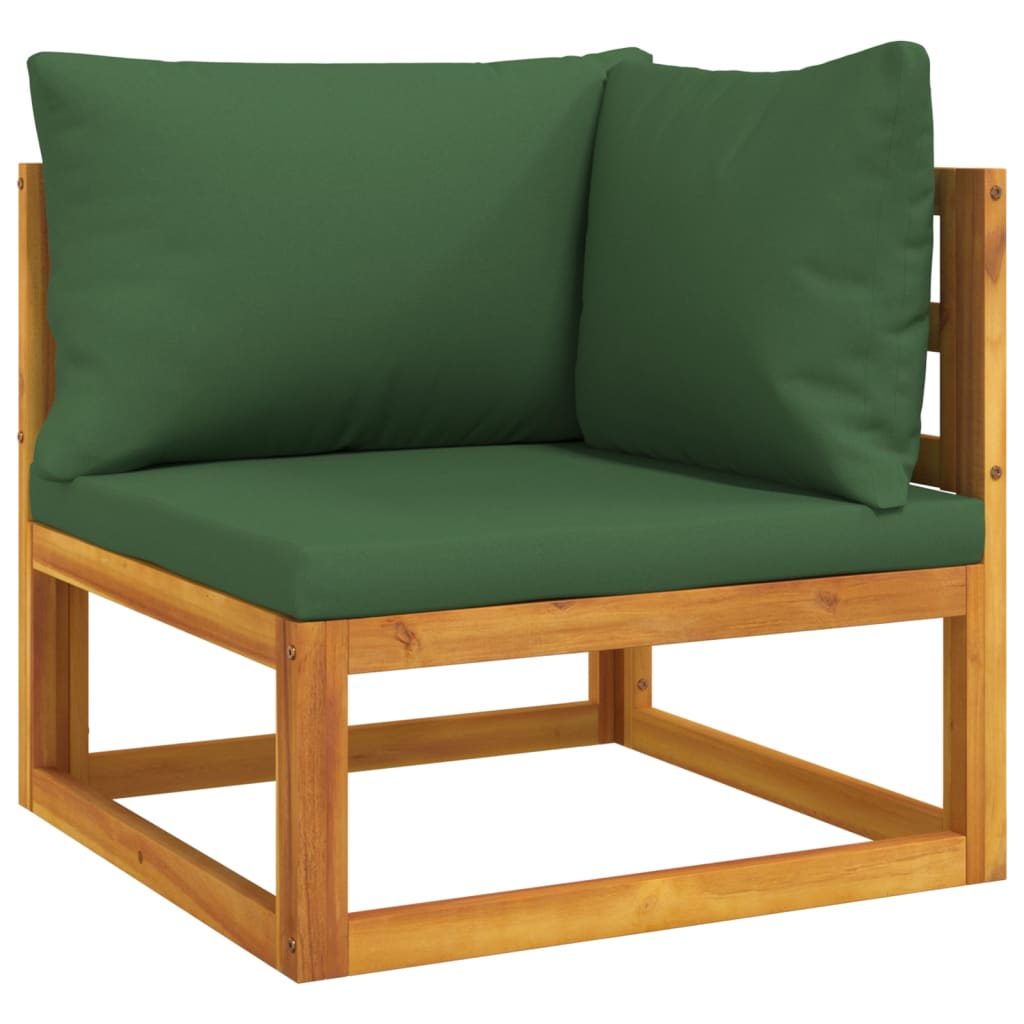 vidaXL Juego muebles de jardín 12 pzas madera maciza y cojines verdes