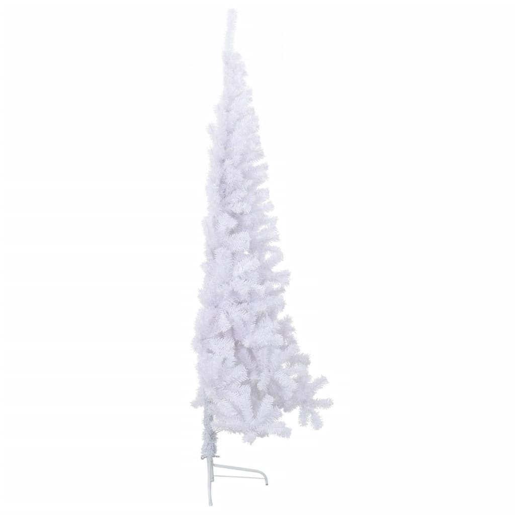 vidaXL Medio árbol de Navidad artificial con soporte PVC blanco 240 cm