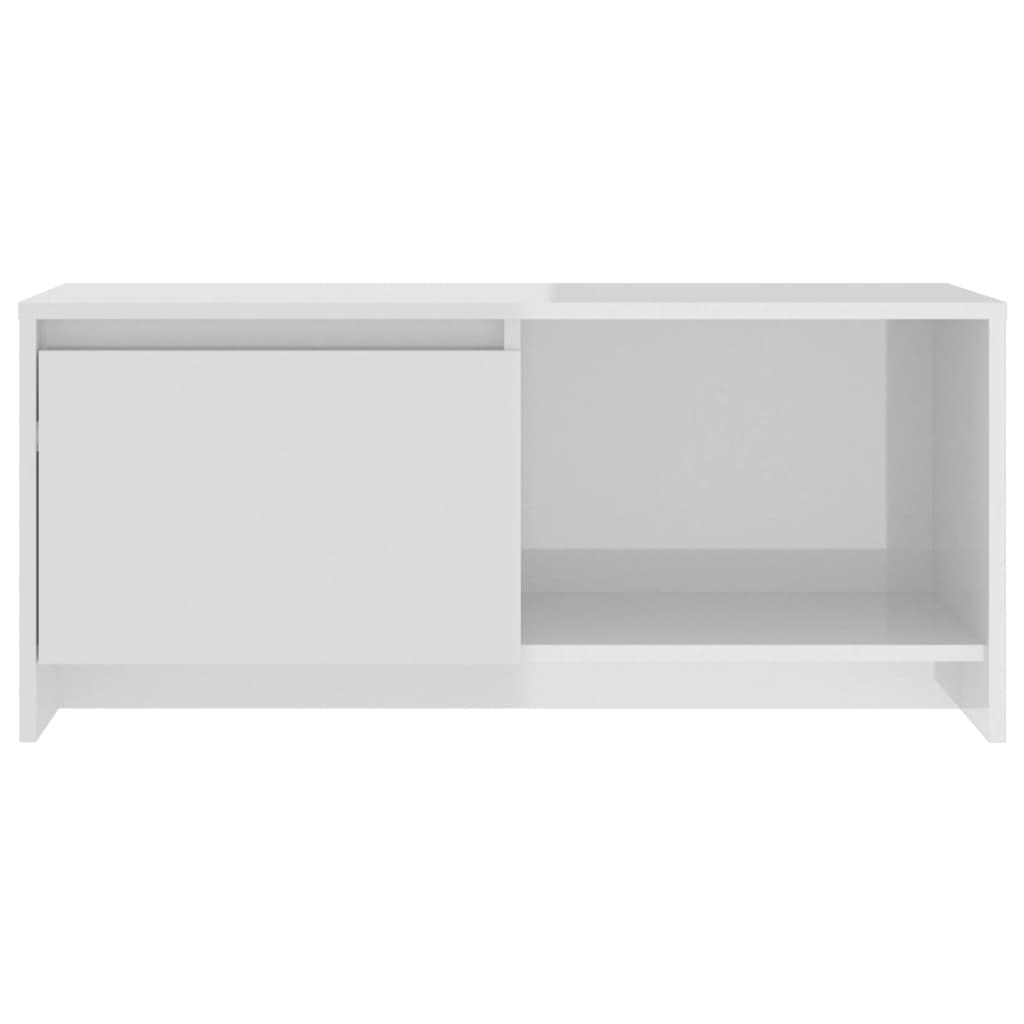 vidaXL Mueble de TV madera contrachapada blanco brillante 90x35x40 cm
