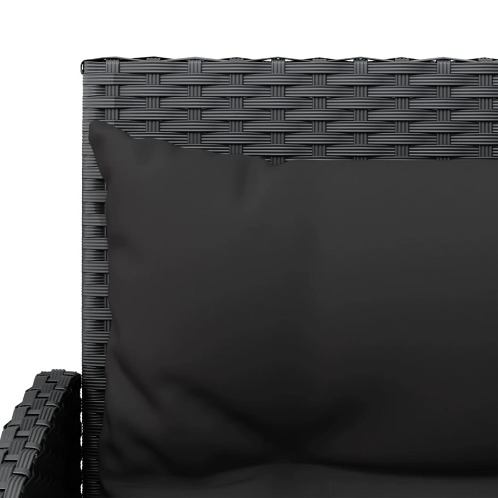 vidaXL Set de sofás en forma de L 2 pzas cojines ratán sintético negro