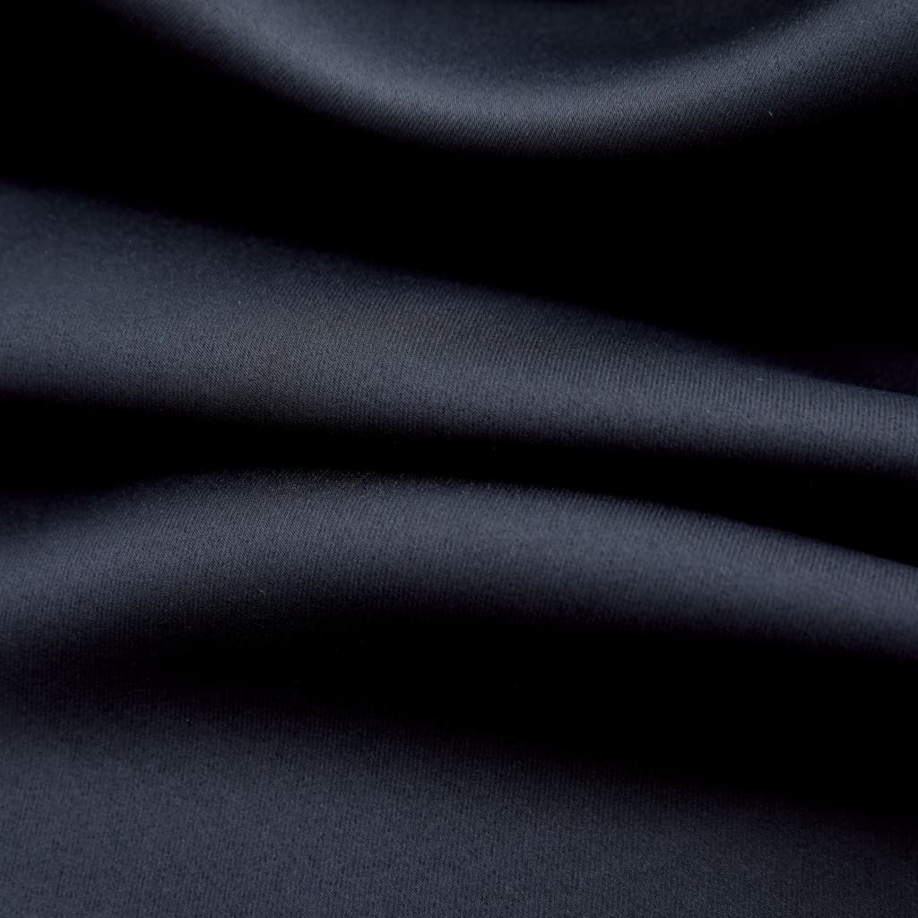 vidaXL Cortinas opacas con anillas de metal 2 uds negro 140x225 cm