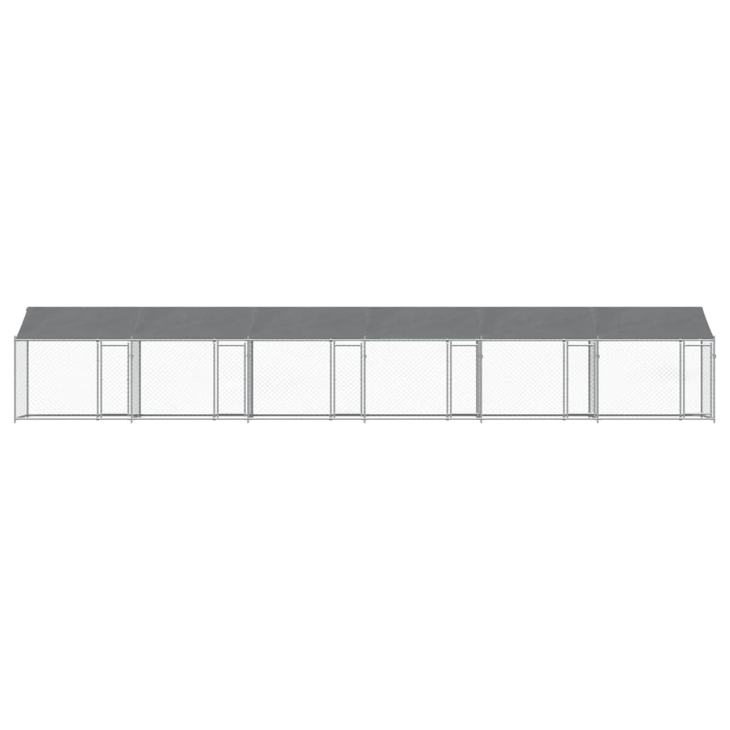 vidaXL Jaula de perros techo y puertas acero galvanizado gris 12x2x2 m