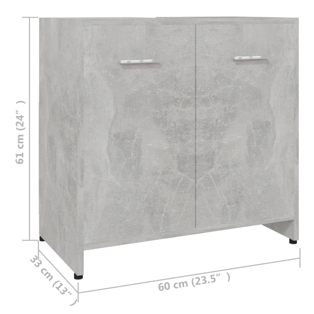 vidaXL Armario de baño madera contrachapada gris hormigón 60x33x61 cm