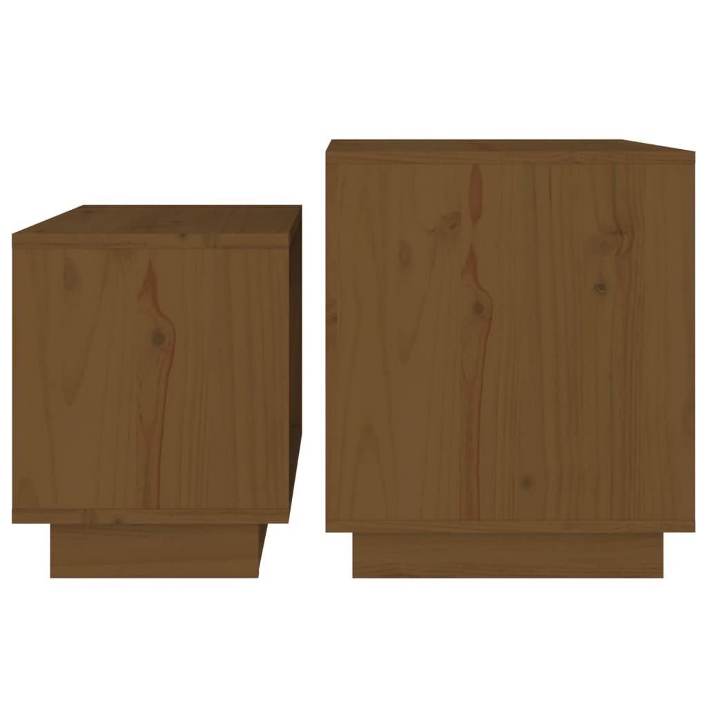 vidaXL Mesas de centro apilables 2 unidades madera maciza pino marrón