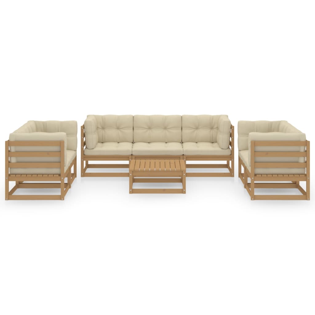 vidaXL Muebles de jardín 8 piezas con cojines de madera de pino maciza