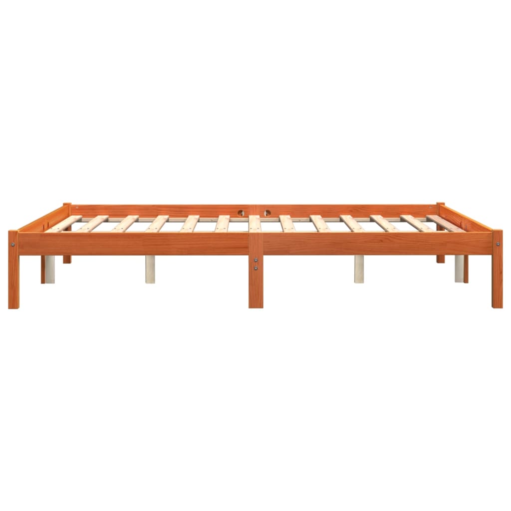vidaXL Estructura de cama madera maciza pino marrón cera 150x200 cm