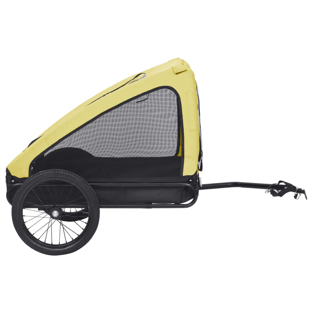 vidaXL Remolque de bicicleta para mascotas amarillo y negro