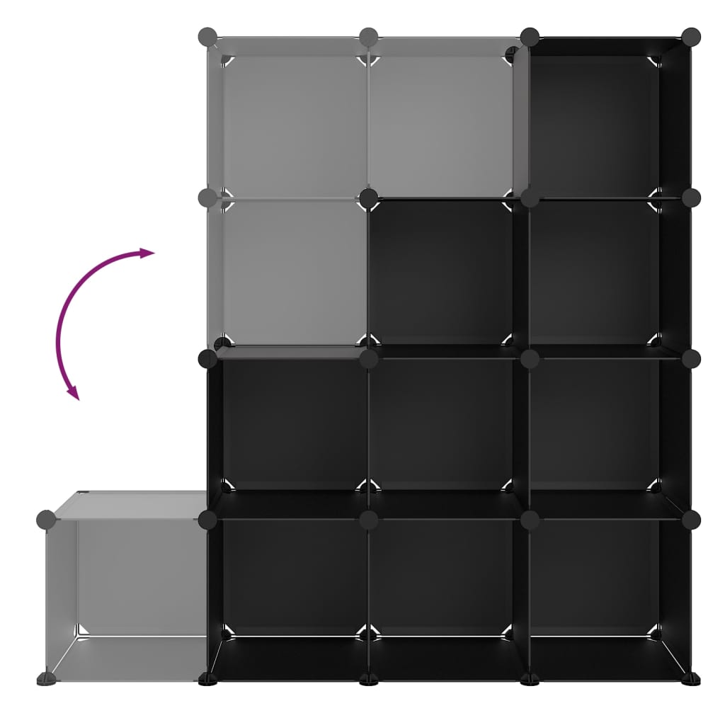 vidaXL Estantería de cubos con 12 compartimentos negro PP