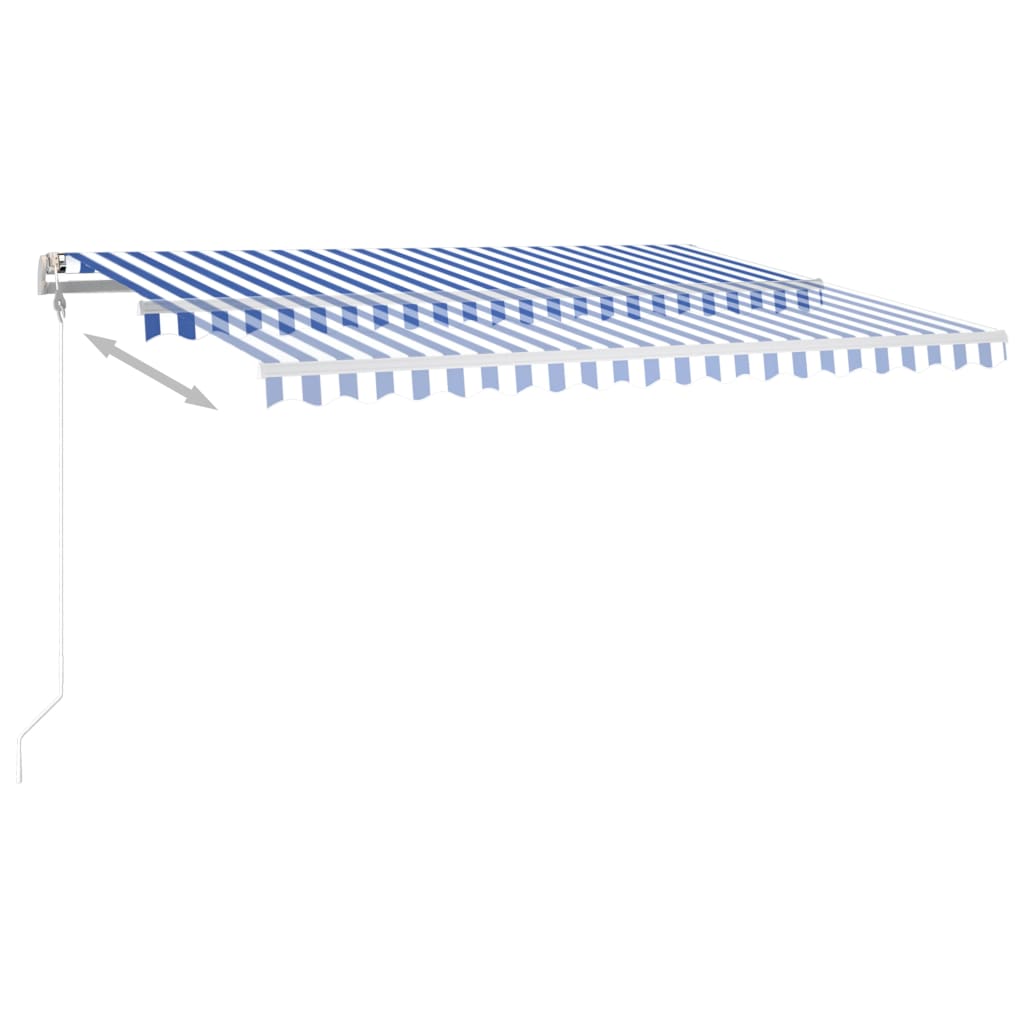 vidaXL Toldo manual retráctil con LED azul y blanco 4x3,5 m