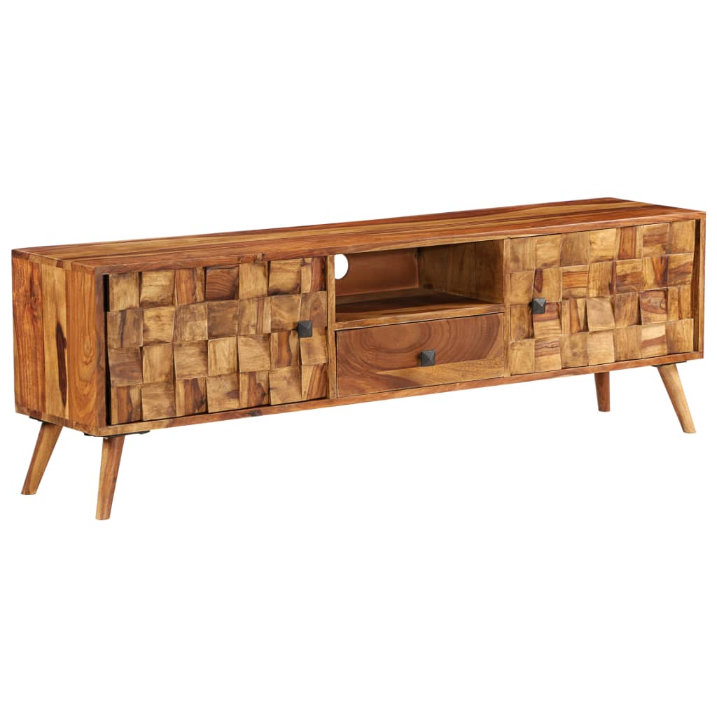 vidaXL Mueble de TV madera maciza sheesham acabado miel 140x30x40 cm