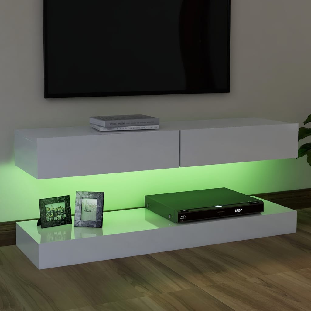 vidaXL Mueble de TV con luces LED blanco brillante 120x35 cm