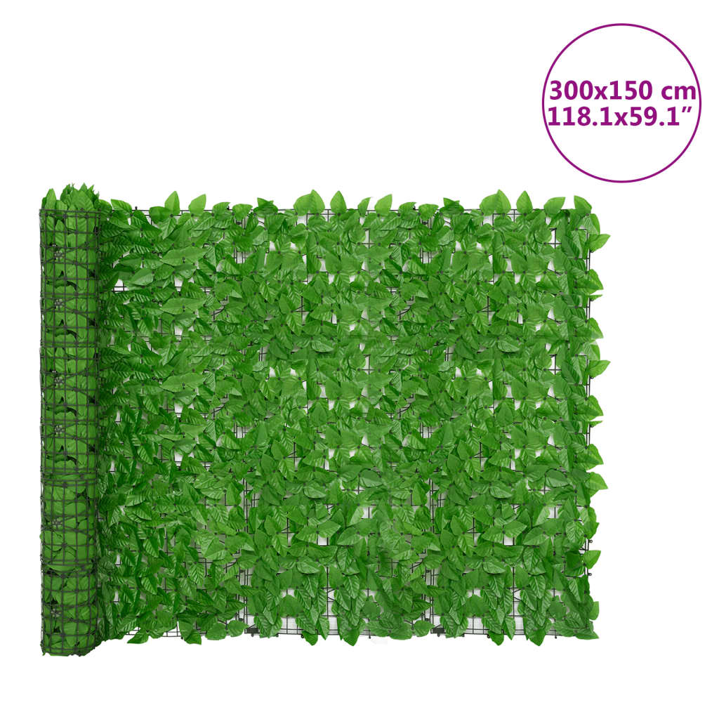 vidaXL Valla de privacidad de balcón de hojas verde 300x150 cm