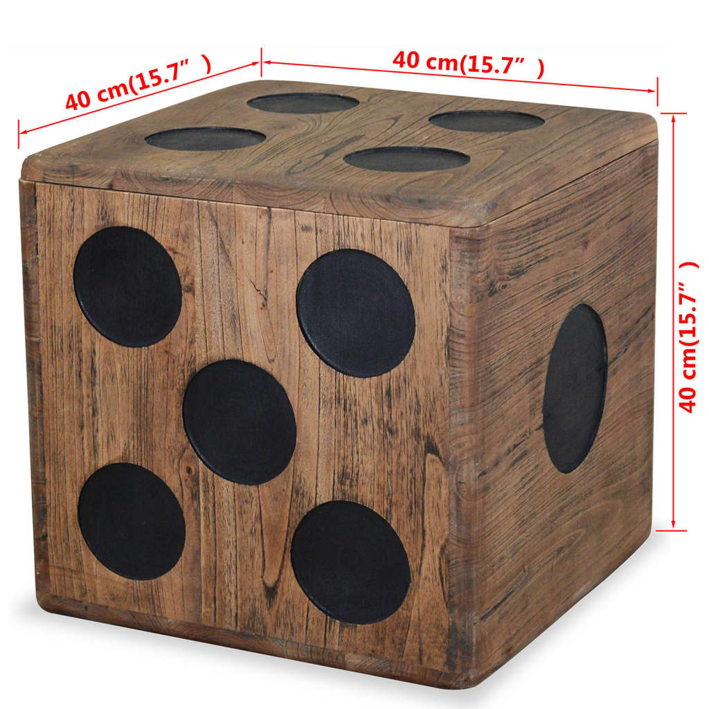 vidaXL Caja de almacenamiento diseño de dado madera Mindi 40x40x40 cm