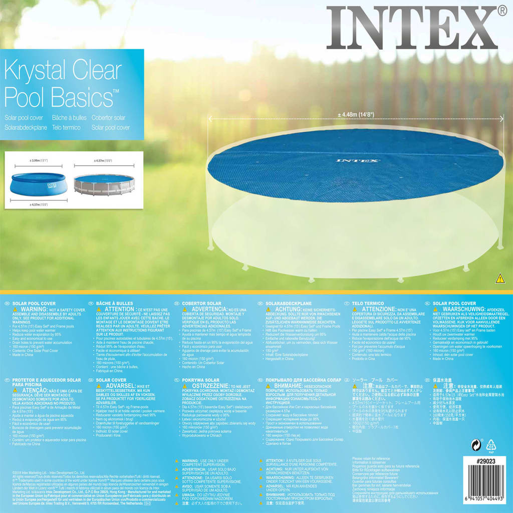 Intex Cubierta solar de piscina redonda 457 cm