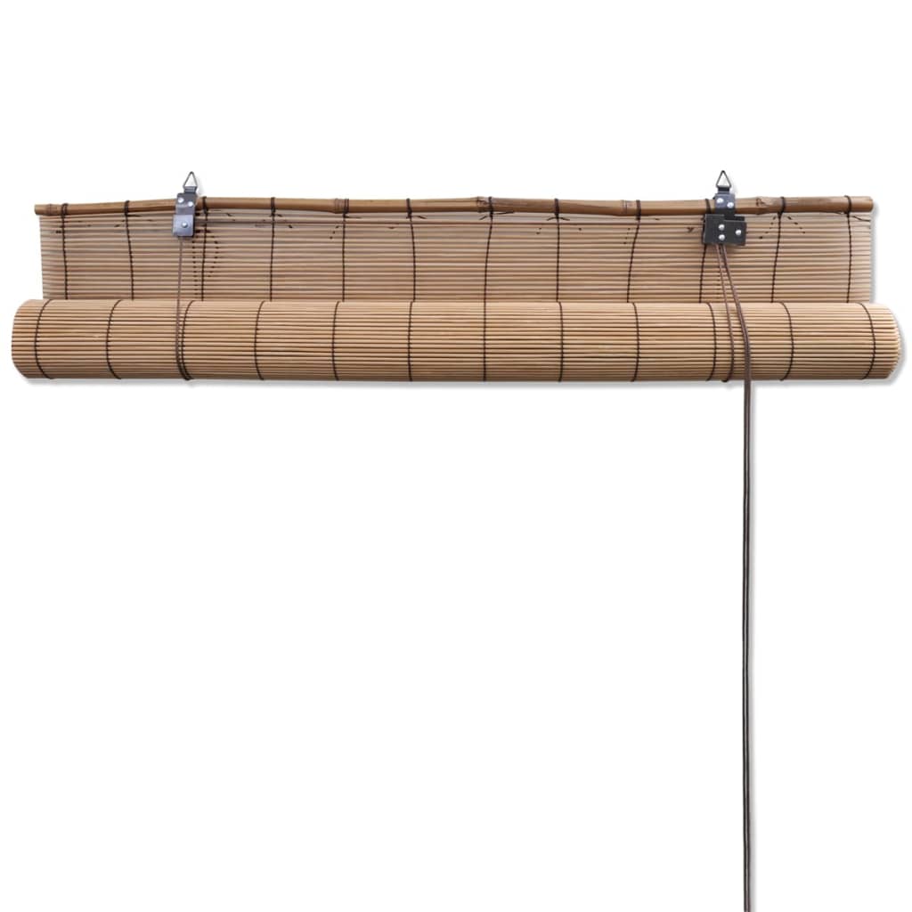 vidaXL Estor enrollable de bambú 2 unidades marrón 120x220 cm