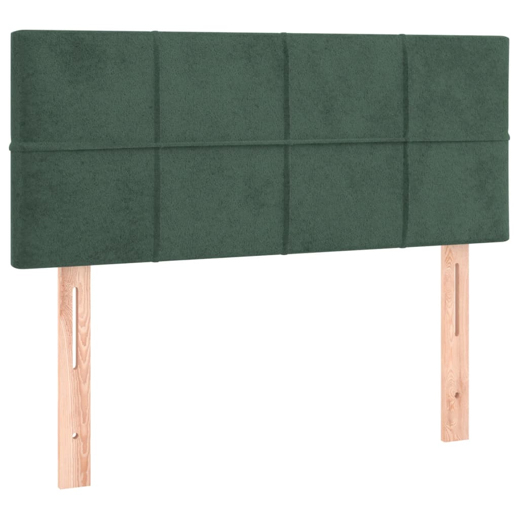 vidaXL Cama box spring colchón y LED terciopelo verde oscuro 120x190cm