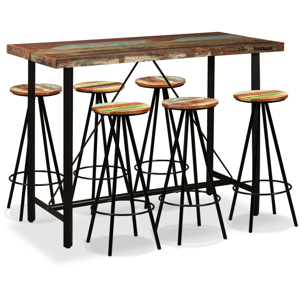 vidaXL Set de muebles de bar 7 piezas madera reciclada