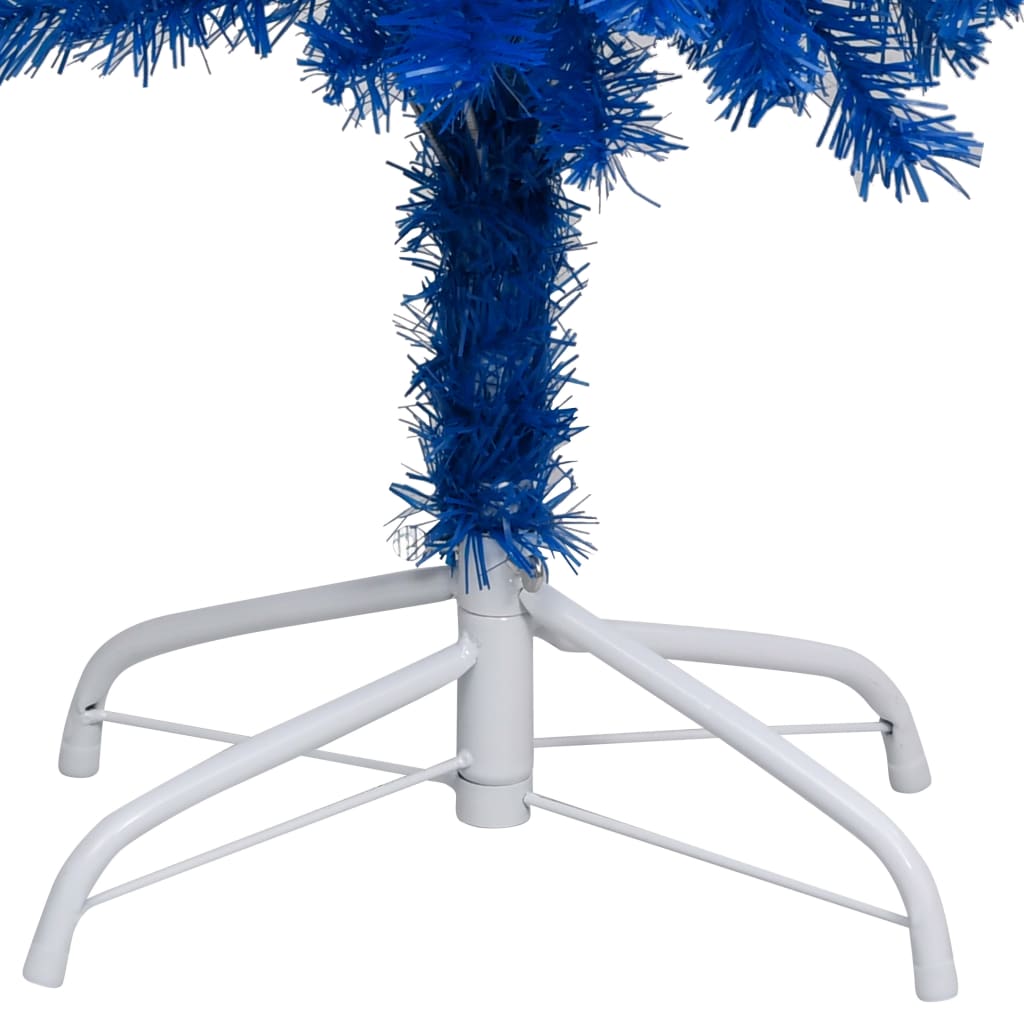 vidaXL Árbol de Navidad preiluminado con luces y soporte azul 150 cm