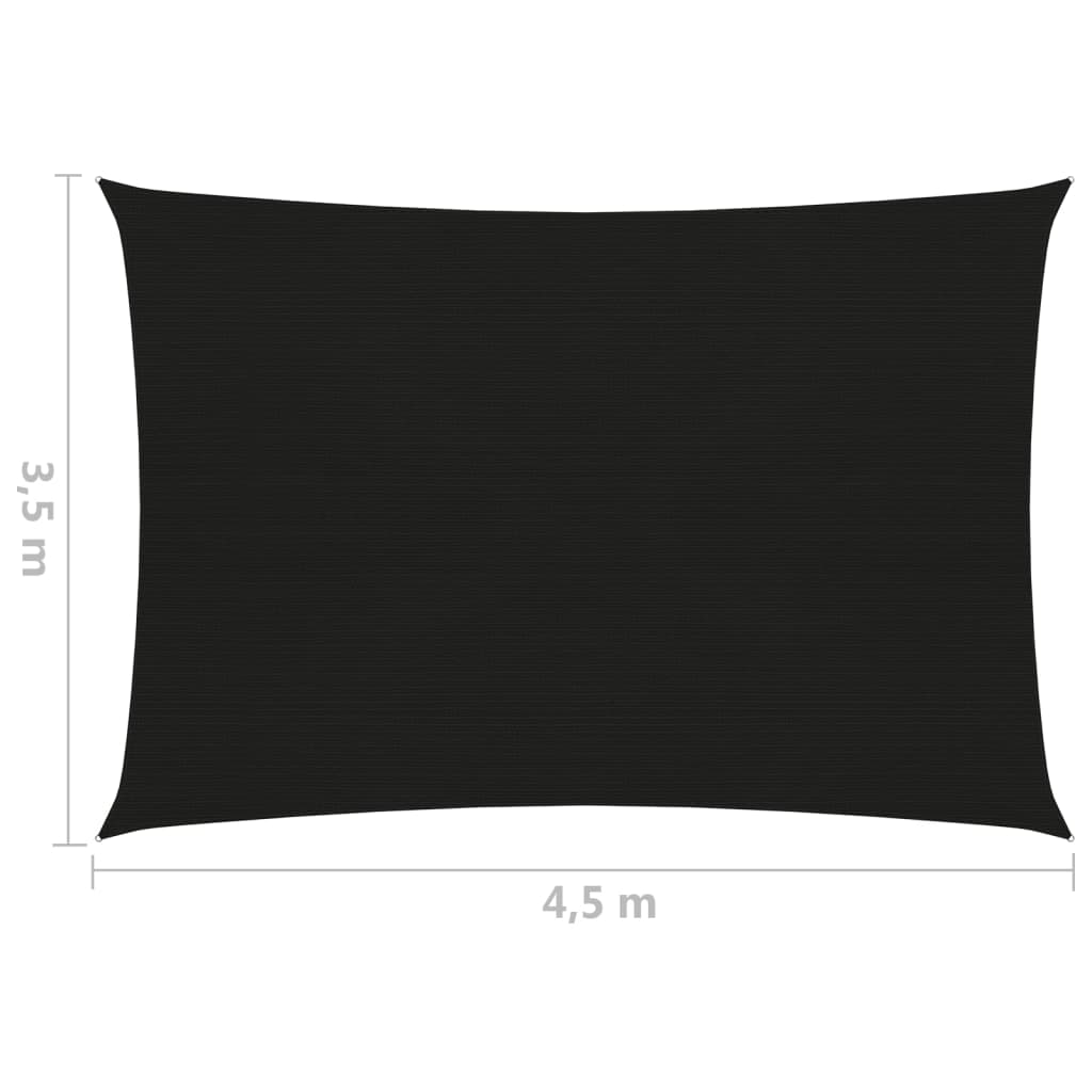 vidaXL Toldo de vela negro HDPE 160 g/m² 3,5x4,5 m