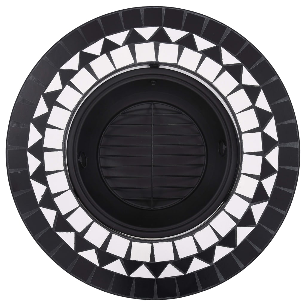 vidaXL Brasero de mosaico cerámica negro y blanco 68 cm