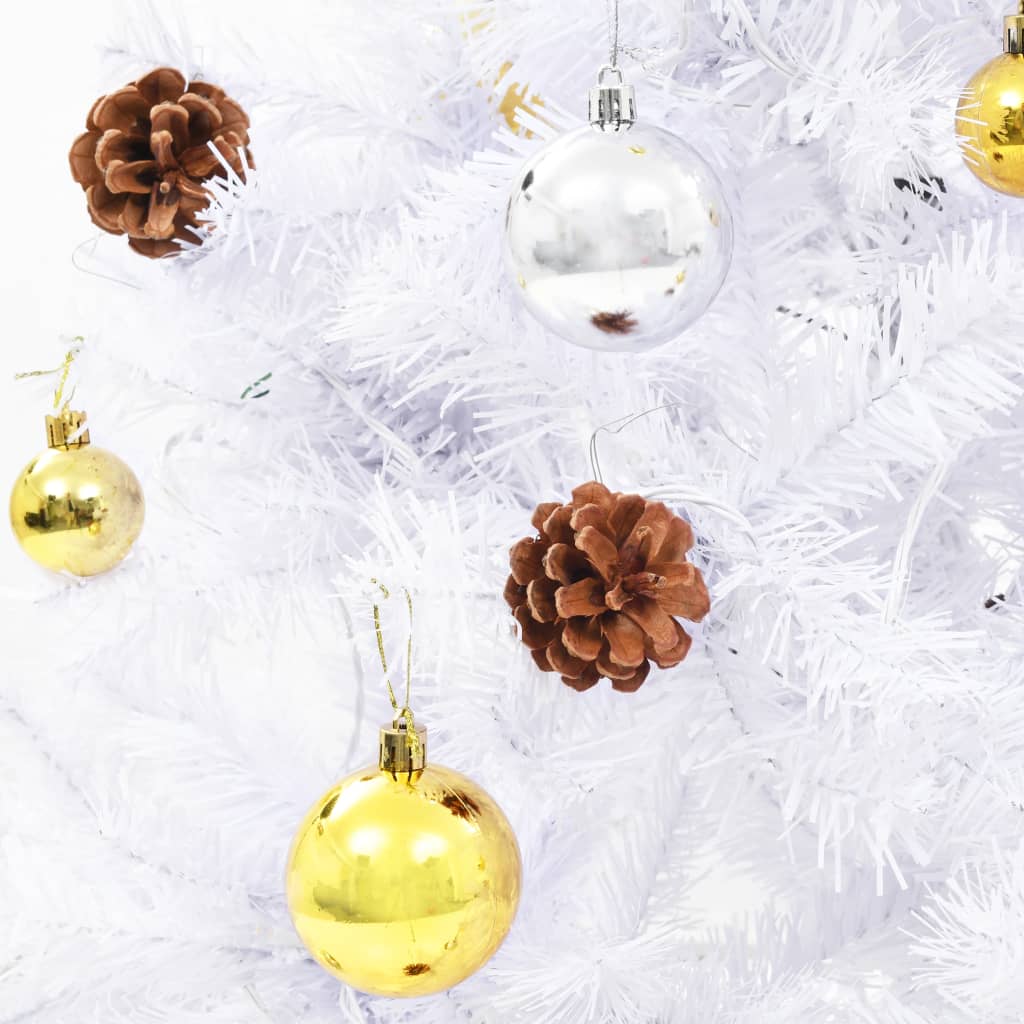 vidaXL Árbol de Navidad artificial con bolas y luces LED 150 cm blanco