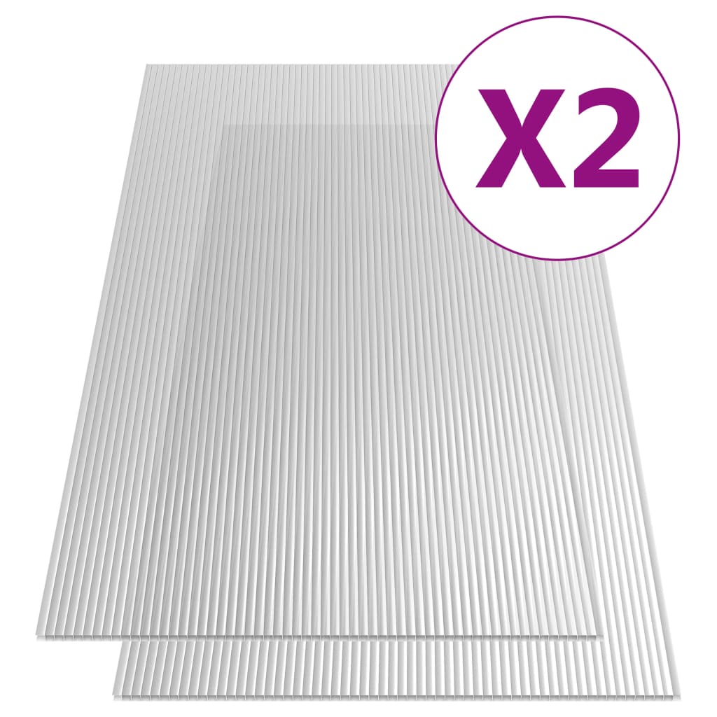 vidaXL Paneles de policarbonato 2 unidades 6 mm 150x65 cm
