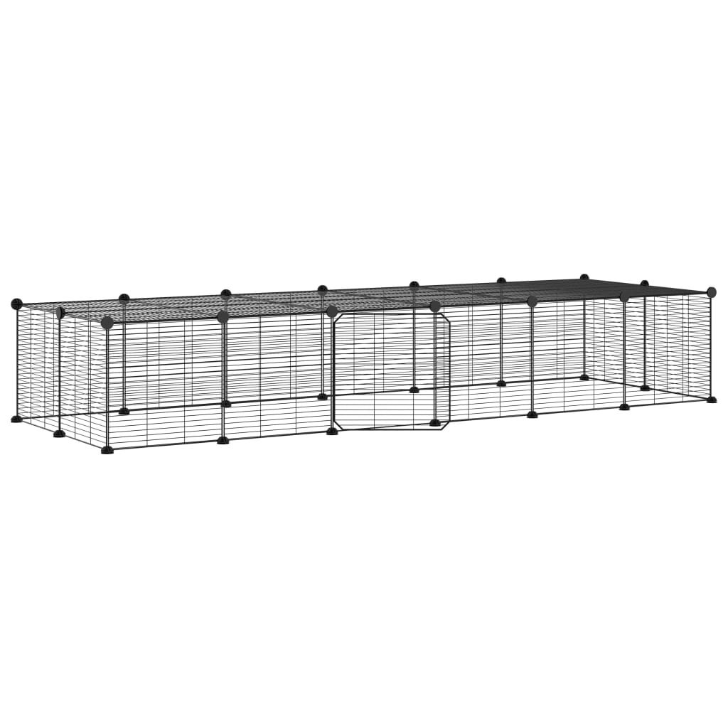 vidaXL Jaula para mascotas de 28 paneles puerta acero negro 35x35 cm