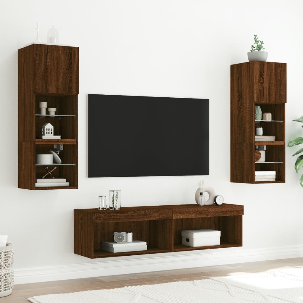 vidaXL Mueble para TV con luces LED roble marrón 60x30x30 cm